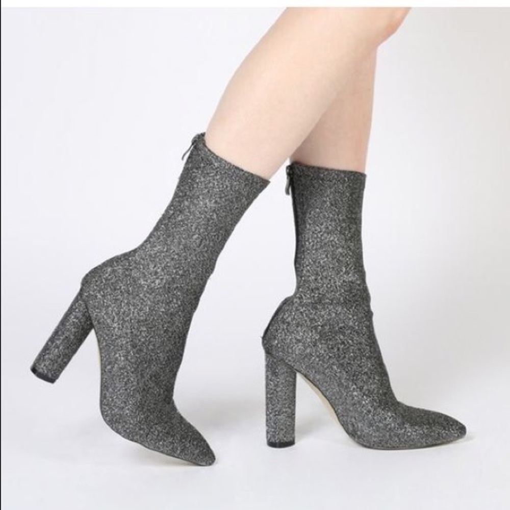 Public desire shimmer sock ankle boots